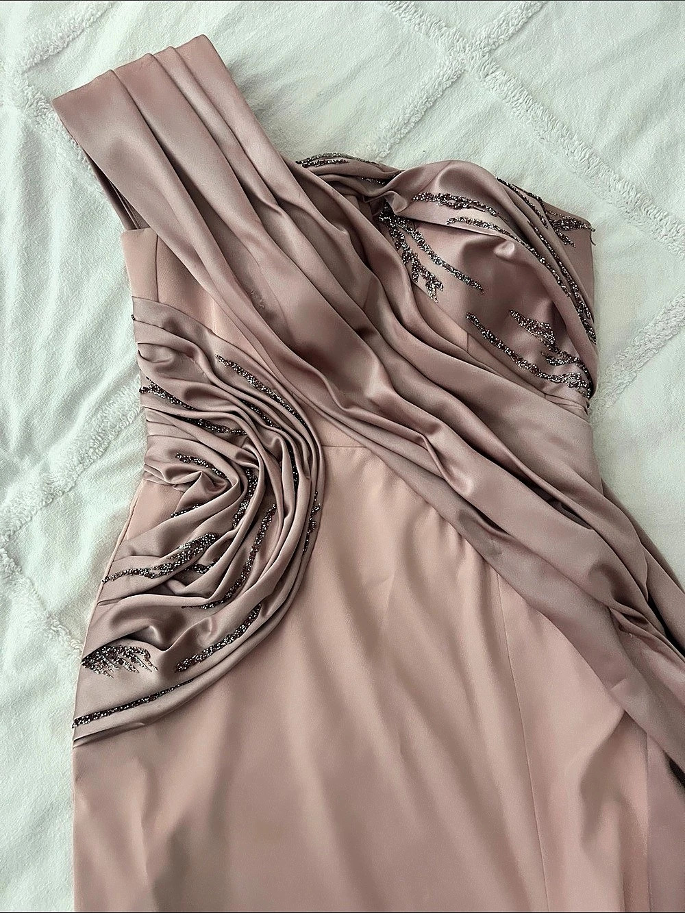 Embellished Draped Maxi Dress in Pink Like New